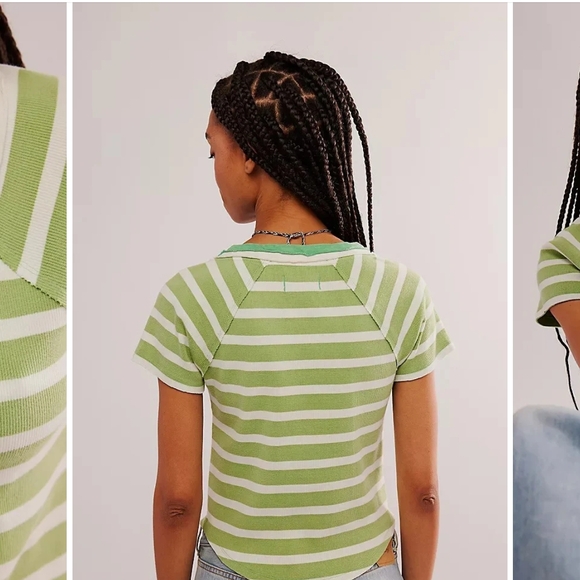 Green Striped Women's Top - Picture 6 of 7